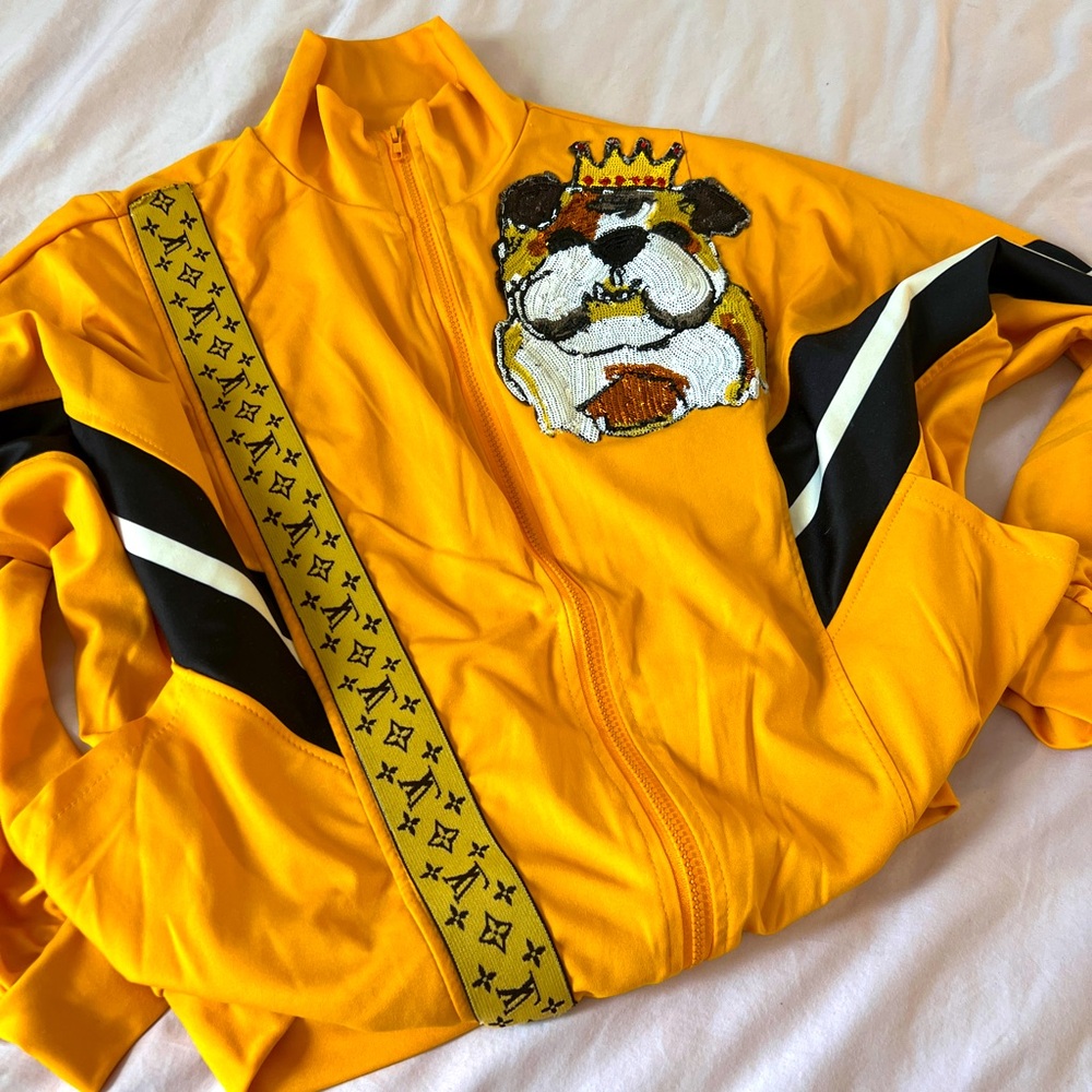 Embroidered Bulldog Track Jacket**